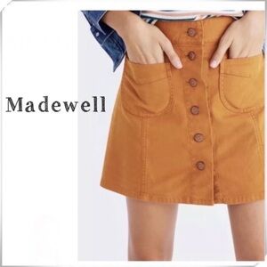 MADEWELL Garment-Dyed Patch-Pocket Skirt in Camel Tan Style H0784